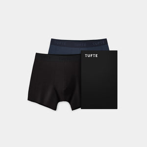 M SoftBoost™ Boxer Briefs 2 pk Giftbox – Black + Navy Blazer – flatlay
